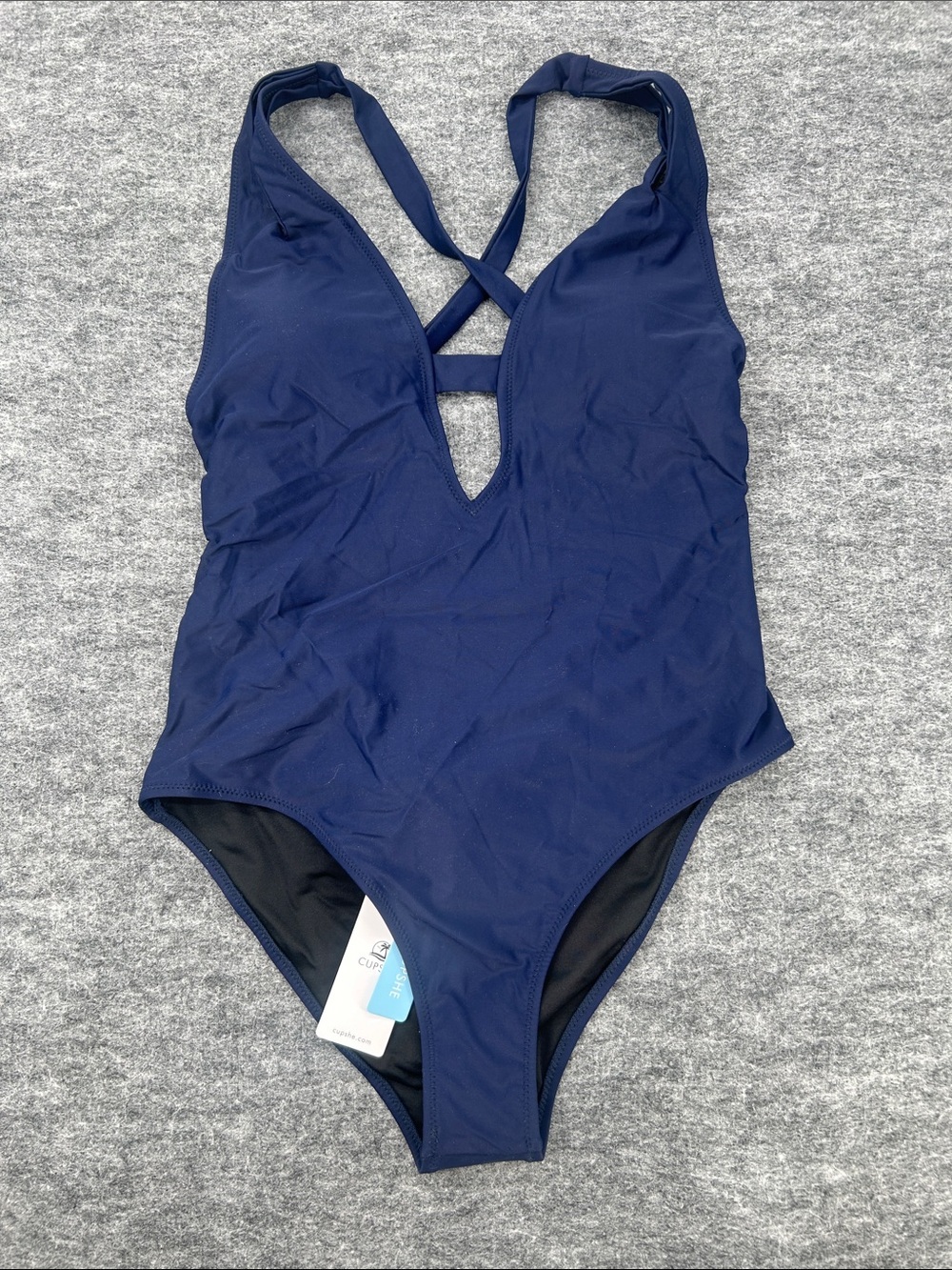 Cupshe New Women’s Navy One-Piece Swimsuit with Crisscross Back Size Large